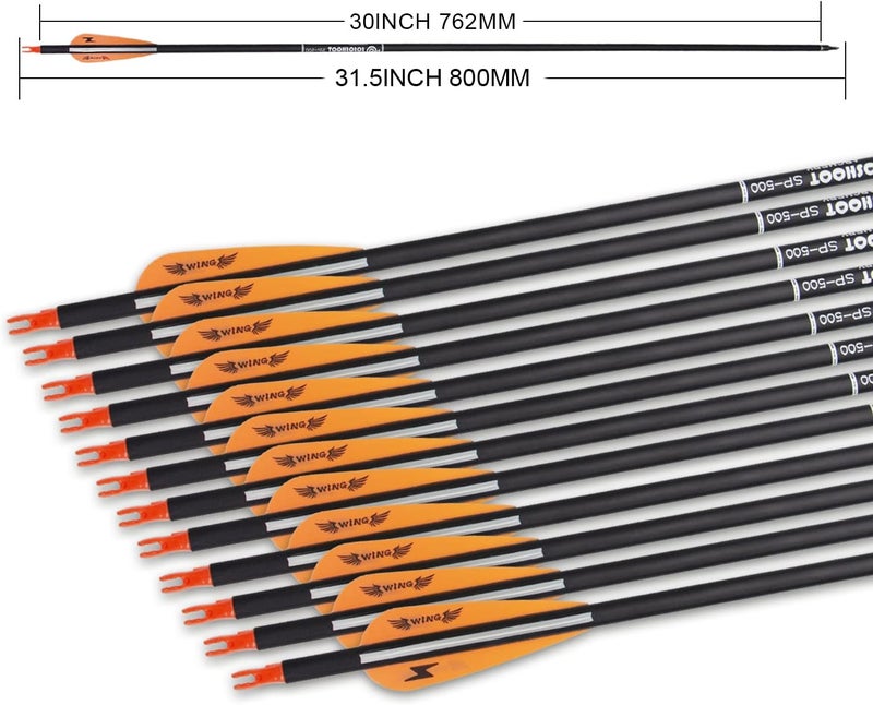 e5e10 31inch Carbon Arrow Archery Targeting Practice Hunting Arrows for Compound & Recurve Bow with Removable Tips(Pack of 12) - Image 4